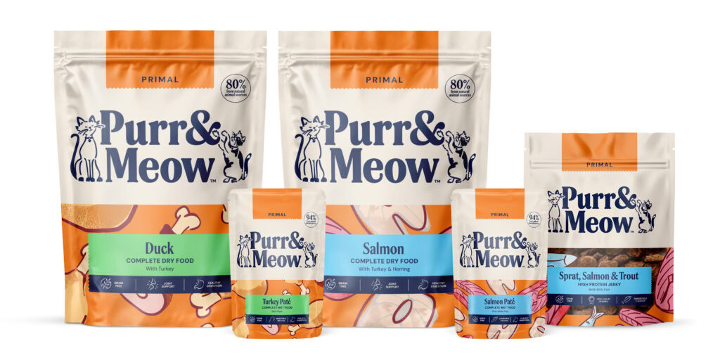 Purr & meow primal wet food full range. credit purr & meow.